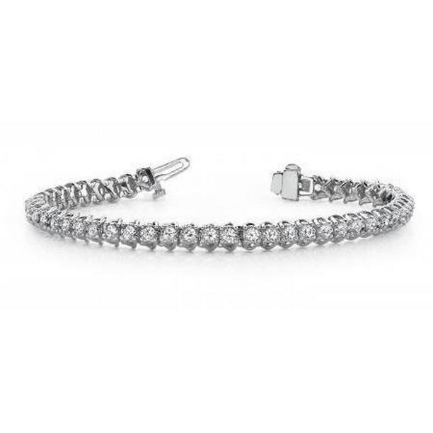 50778 4.50 CT Prong Set Round Diamond Solid Tennis Bracelet, White Gold