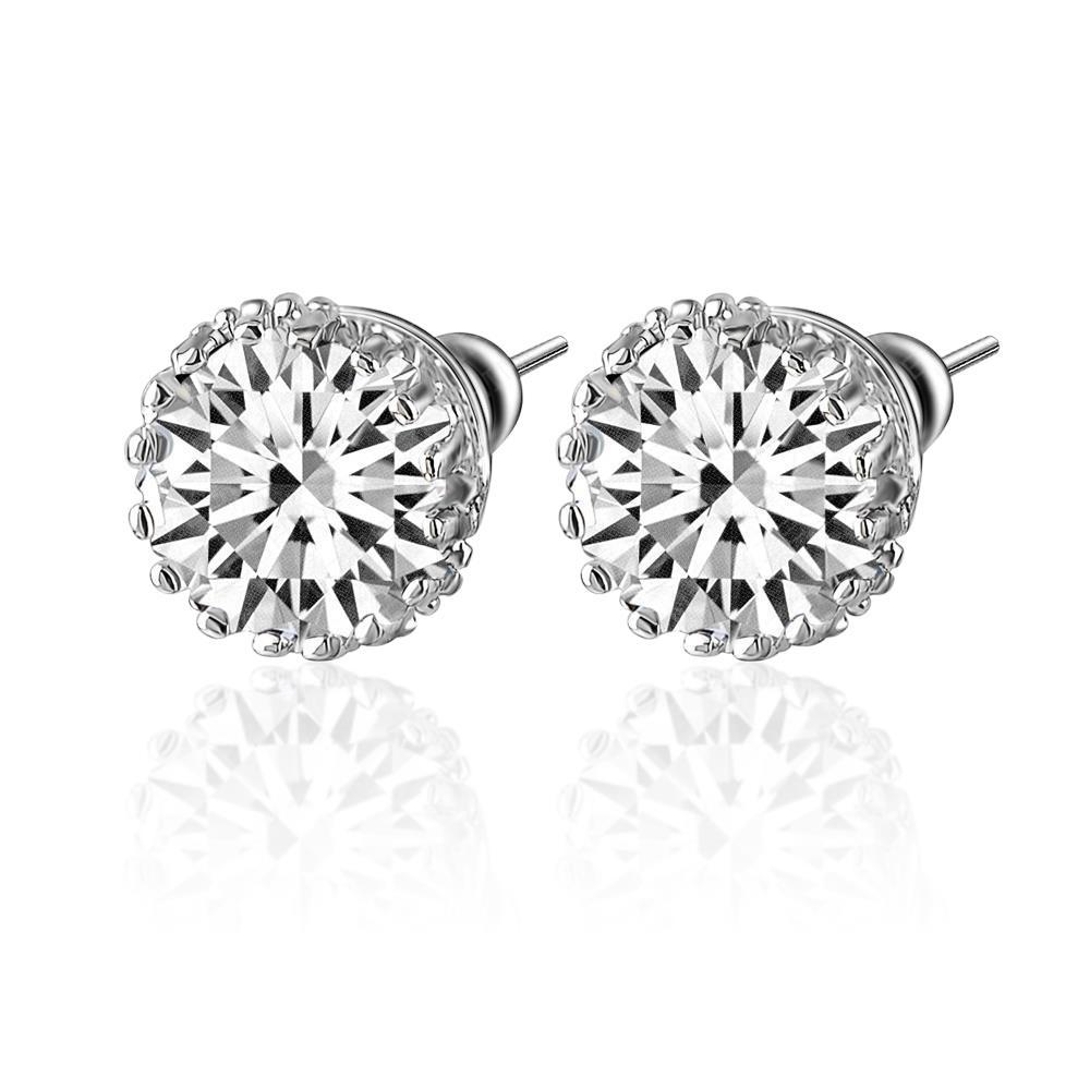 2 CT Solitaire Round Solid Diamond Stud Earring, White Gold