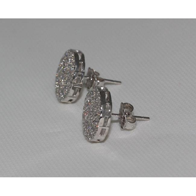 50784 3 CT Round Diamonds Stud Earrings White Gold