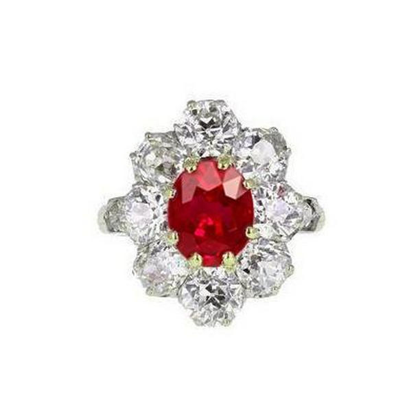 Picture of Harry Chad Enterprises 50789 5.75 CT Oval Cut Ruby & Diamond Ring&#44; 14K Two Tone Gold - Size 6.5