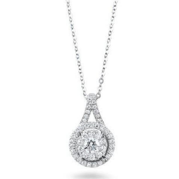 Picture of Harry Chad Enterprises 50809 1.33 CT Sparkling Round Cut Diamonds Large Pendant Necklace&#44; White Gold