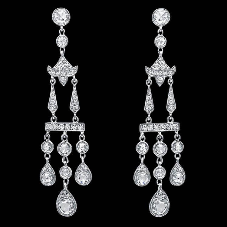 Sparkling Chandelier 3 CT Diamond Earring, 14K White Gold