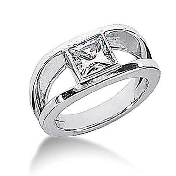 Picture of Harry Chad Enterprises 50842 0.75 CT Diamond Solitaire Princess Cut Engagement Ring, Size 6.5