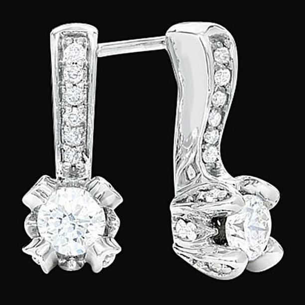 50855 3 CT Diamond Pair Diamond Drop Earring, 14K White Gold