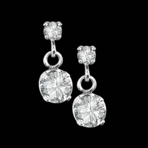 2.40 CT Sparkling Round Brilliant Diamonds Dangle Pair Earrings