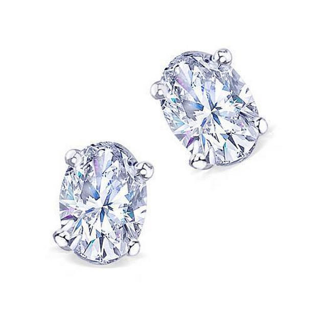 50878 Diamond Oval Cut 1 CT Diamond Stud Earring, White Gold