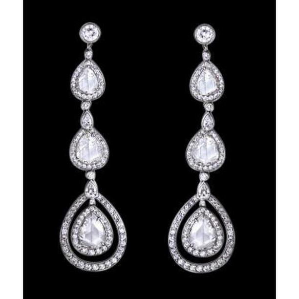 3 CT Chandelier Pear Diamond Jewelry Earring, 14K White Gold