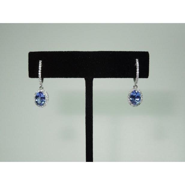 Picture of Harry Chad Enterprises 50924 3.64 CT Oval Tanzanite & Round Diamonds Dangle Hoop Earrings