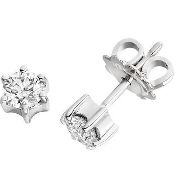 2.20 CT Diamonds Stud Earrings, 14K White Gold