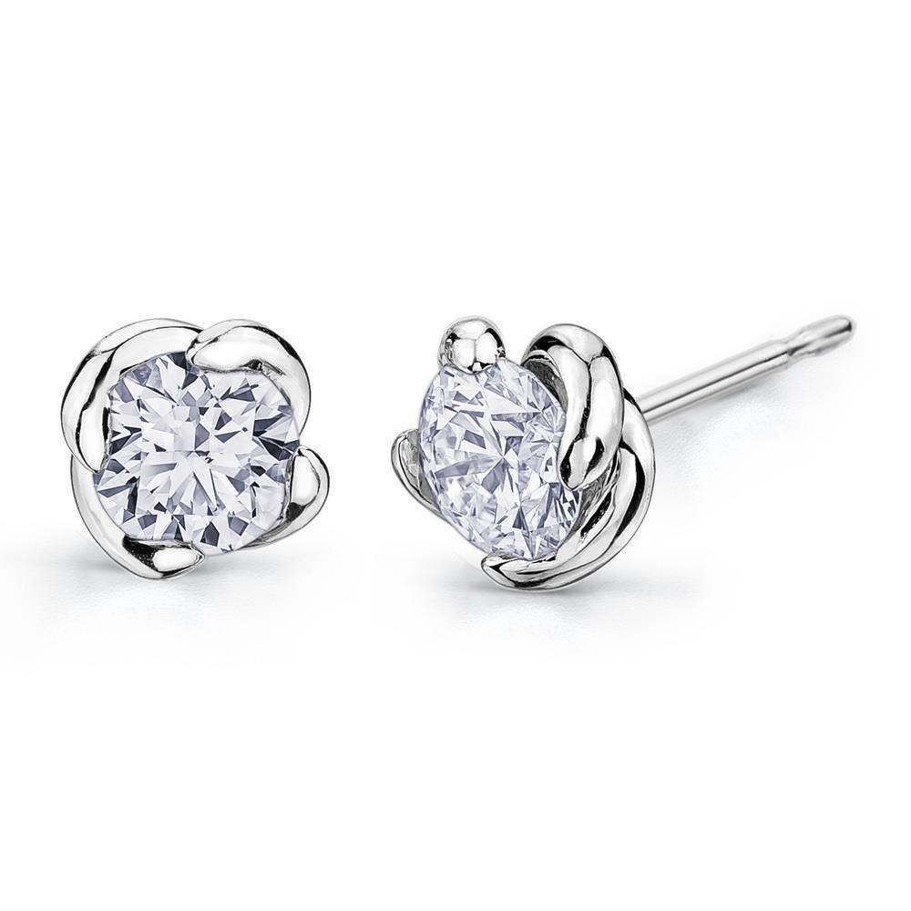 52930 1.60 CT Diamonds Flower Style Stud Earrings, 14K White Gold -  Harry Chad Enterprises