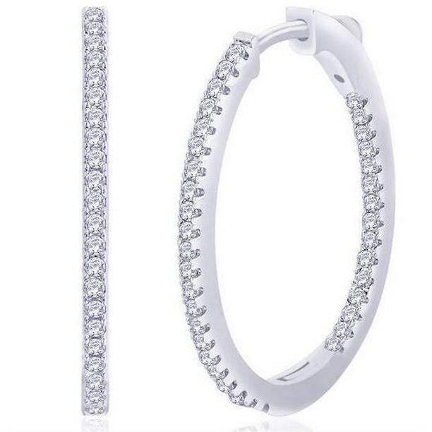 4.90 CT Sparkling Round Brilliant Cut Diamonds Hoop Earrings