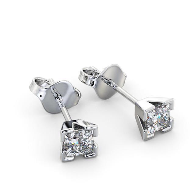 53066 1.60 CT Princess Cut Stud Diamond Earring, 14K White Gold -  Harry Chad Enterprises