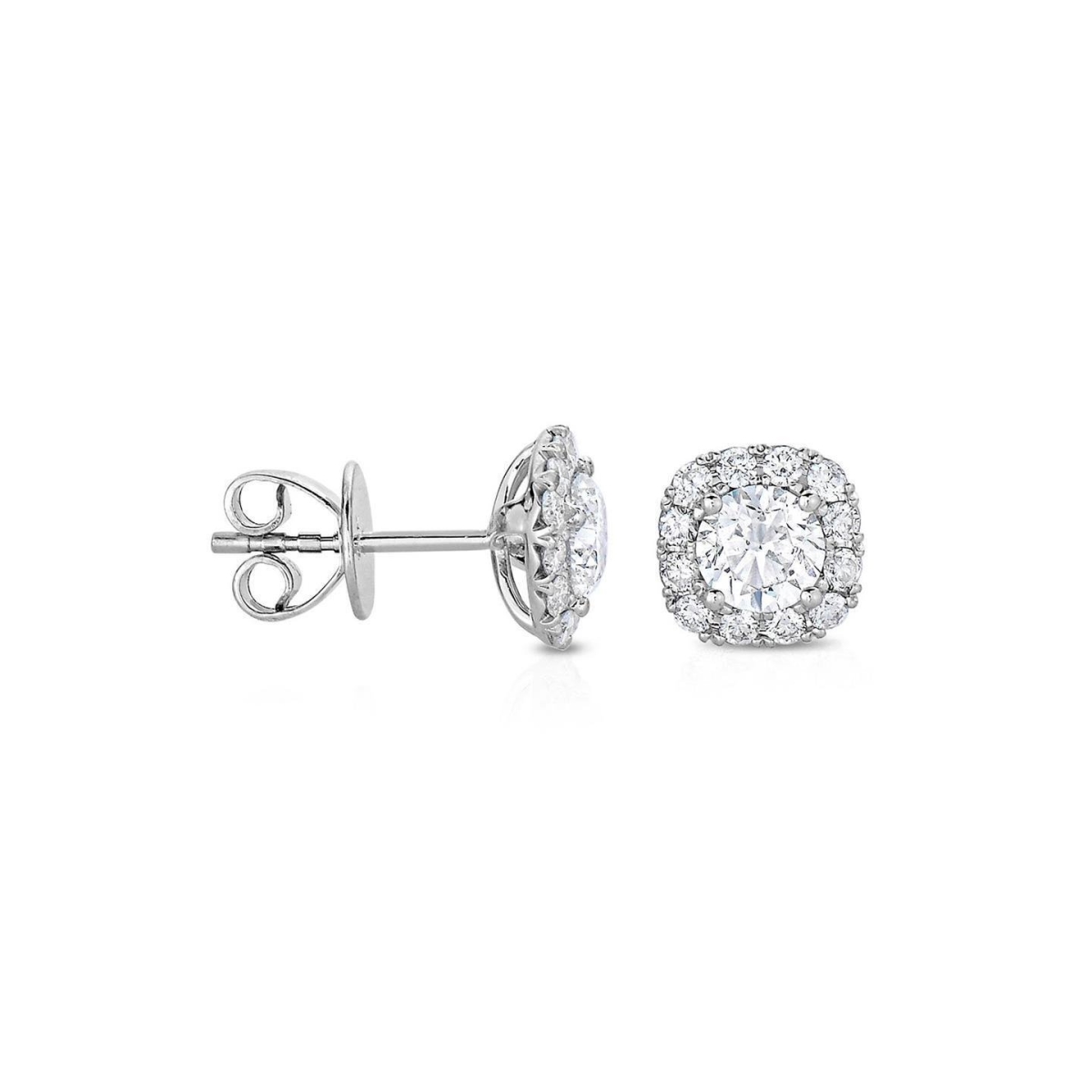53138 2.24 CT White Gold Round Cut Halo Stud Earrings