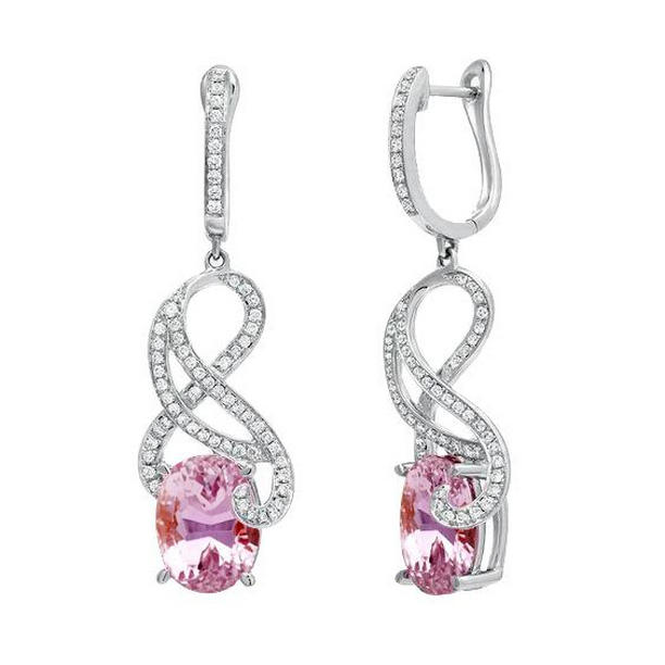21 CT Womens Jewelry Pink Kunzite Diamond Lever Back Earring