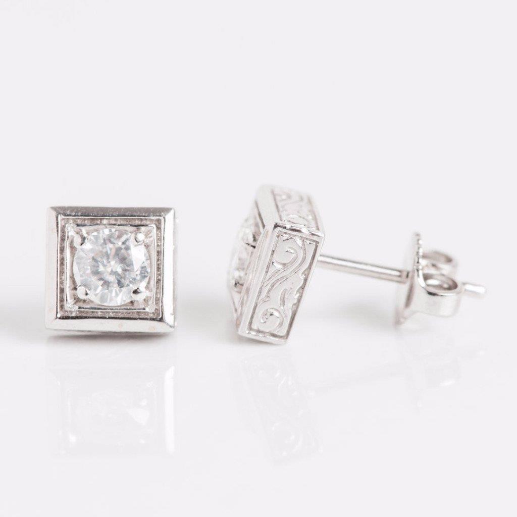 53183 Sparkling Diamonds 1.80 CT Stud Earrings, 14K White Gold