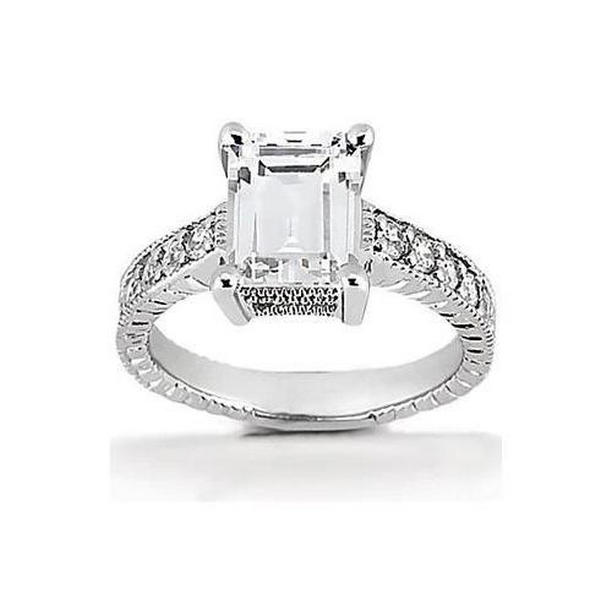 Picture of Harry Chad Enterprises 55459 1.51 CT Emerald Diamond Antique Style Engagement Ring, Size 6.5