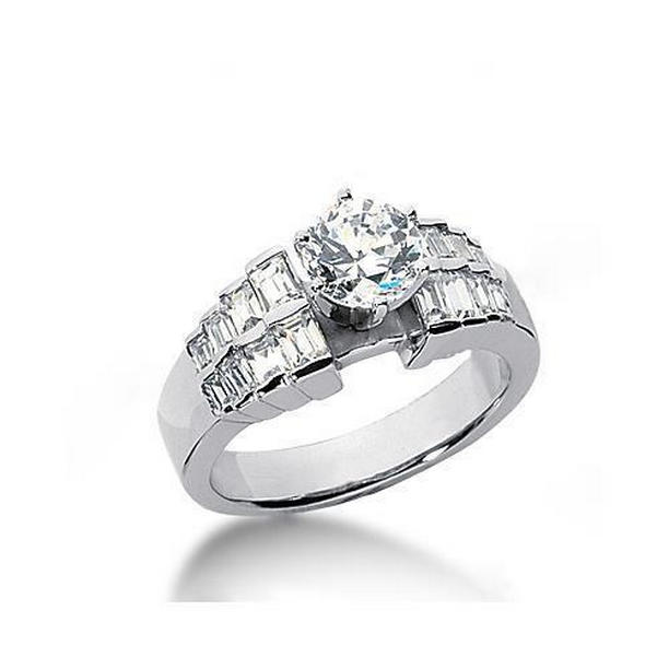 55462 3 CT Diamonds Engagement Ring, White Gold - Size 6.5