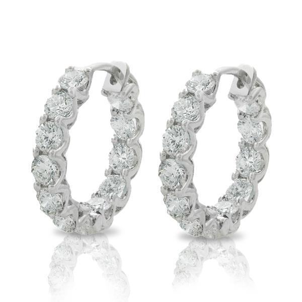 4.80 CT Diamonds Sparkling Round Cut Hoop Earrings