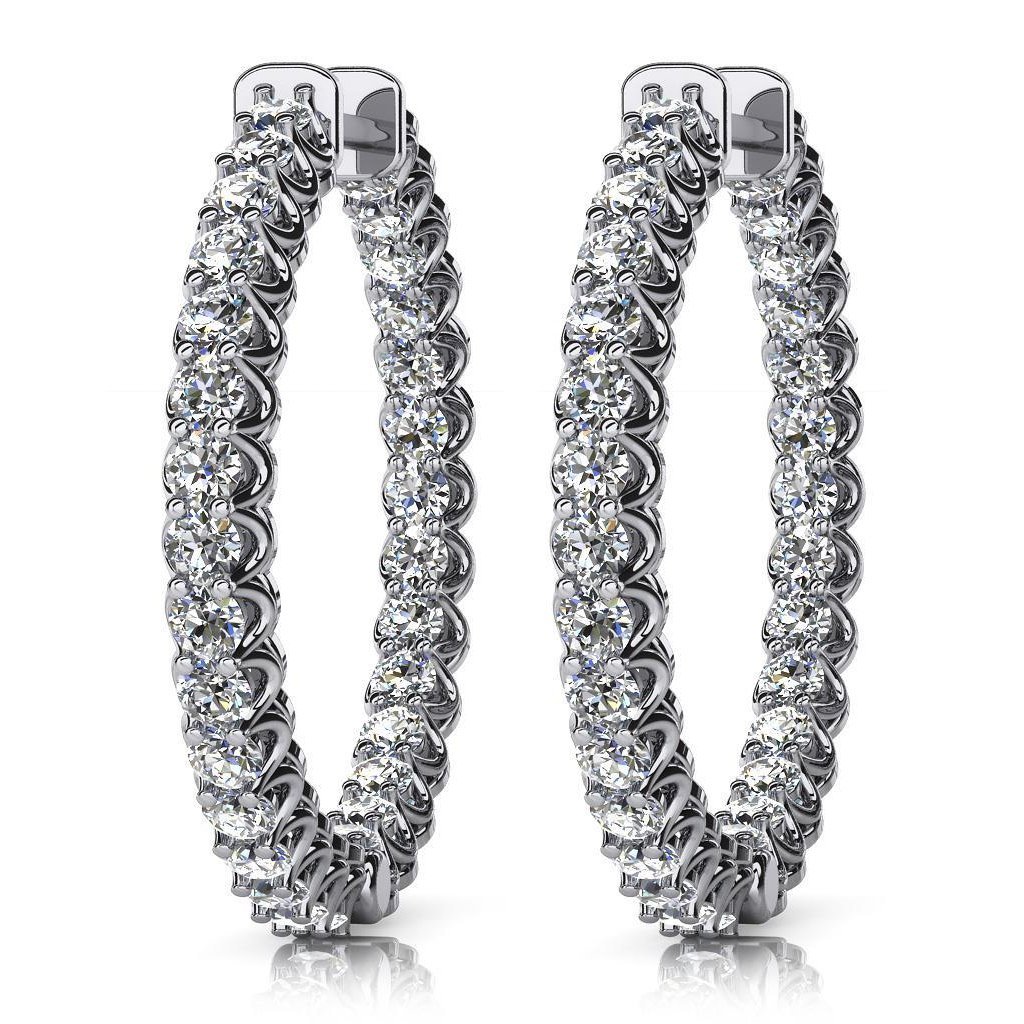 3 CT Round Brilliant Cut Diamonds Ladies Hoop Earrings