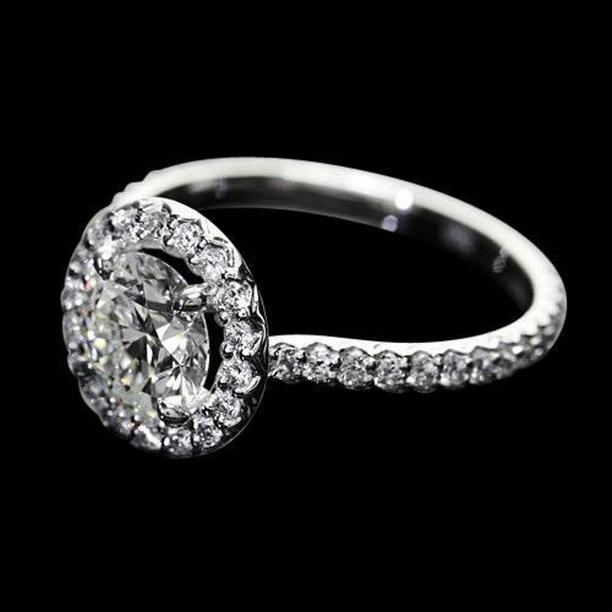 55473 2.25 CT Diamond Setting Wedding Halo Ring, 14K White Gold - Size 6.5
