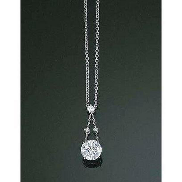 Picture of Harry Chad Enterprises 55475 2 CT Round Diamond White Gold Womens Gold Necklace Pendant