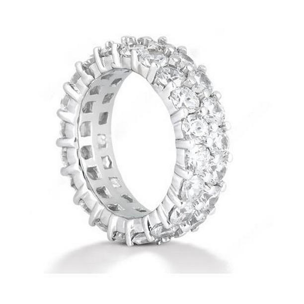 Picture of Harry Chad Enterprises 55491 6 CT Diamond Double Row White Gold Eternity Wedding Band&#44; Size 6.5