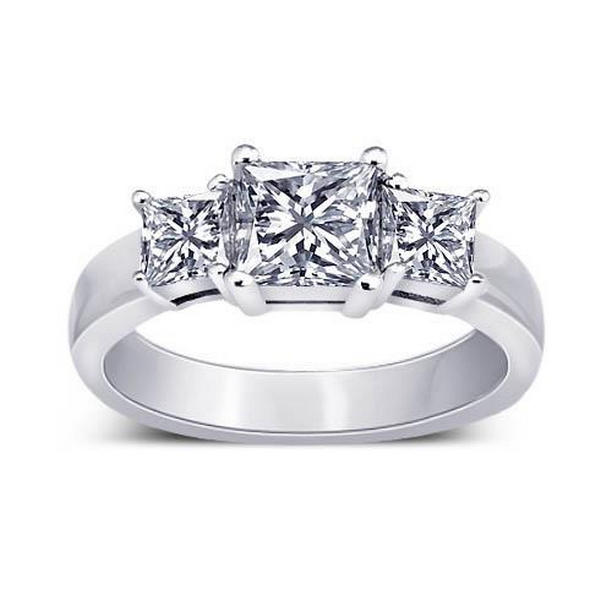 Picture of Harry Chad Enterprises 55519 2.11 CT Princess Diamond Wedding 3 Stone Engagement Ring, Size 6.5