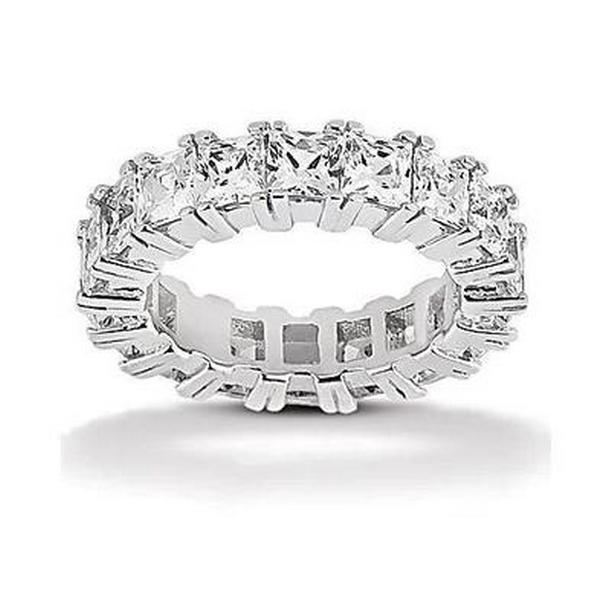 Picture of Harry Chad Enterprises 55522 7.20 CT Princess Diamonds Eternity Wedding Band&#44; 14K White Gold - Size 6.5