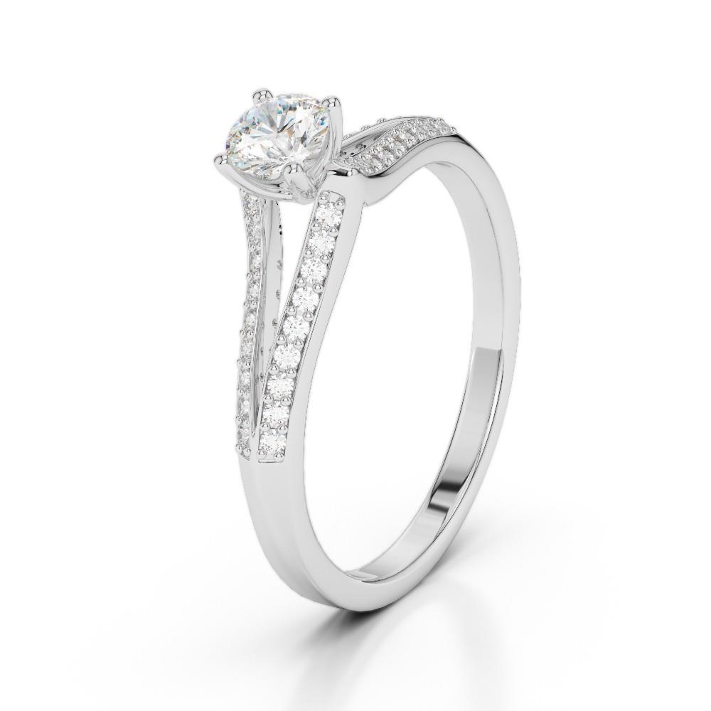 56925 Solitaire with Accent Round Cut 1.65 CT Diamonds Ring, 14K White Gold - Size 6.5