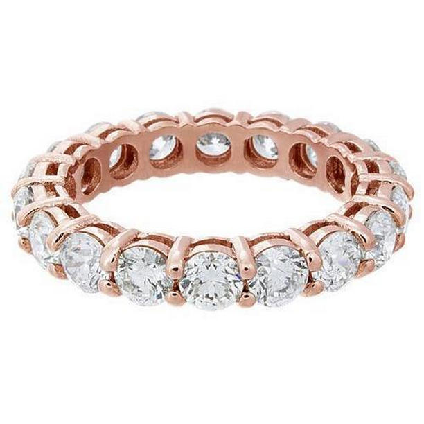 56928 3.60 CT Round Diamond Wedding Band Ring, 14K Rose Gold - Size 6.5