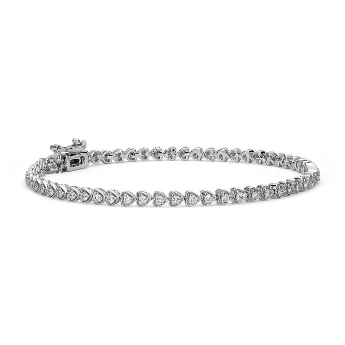 56940 Sparkling 3 CT Round Cut Diamonds Bracelet, 14K White Gold