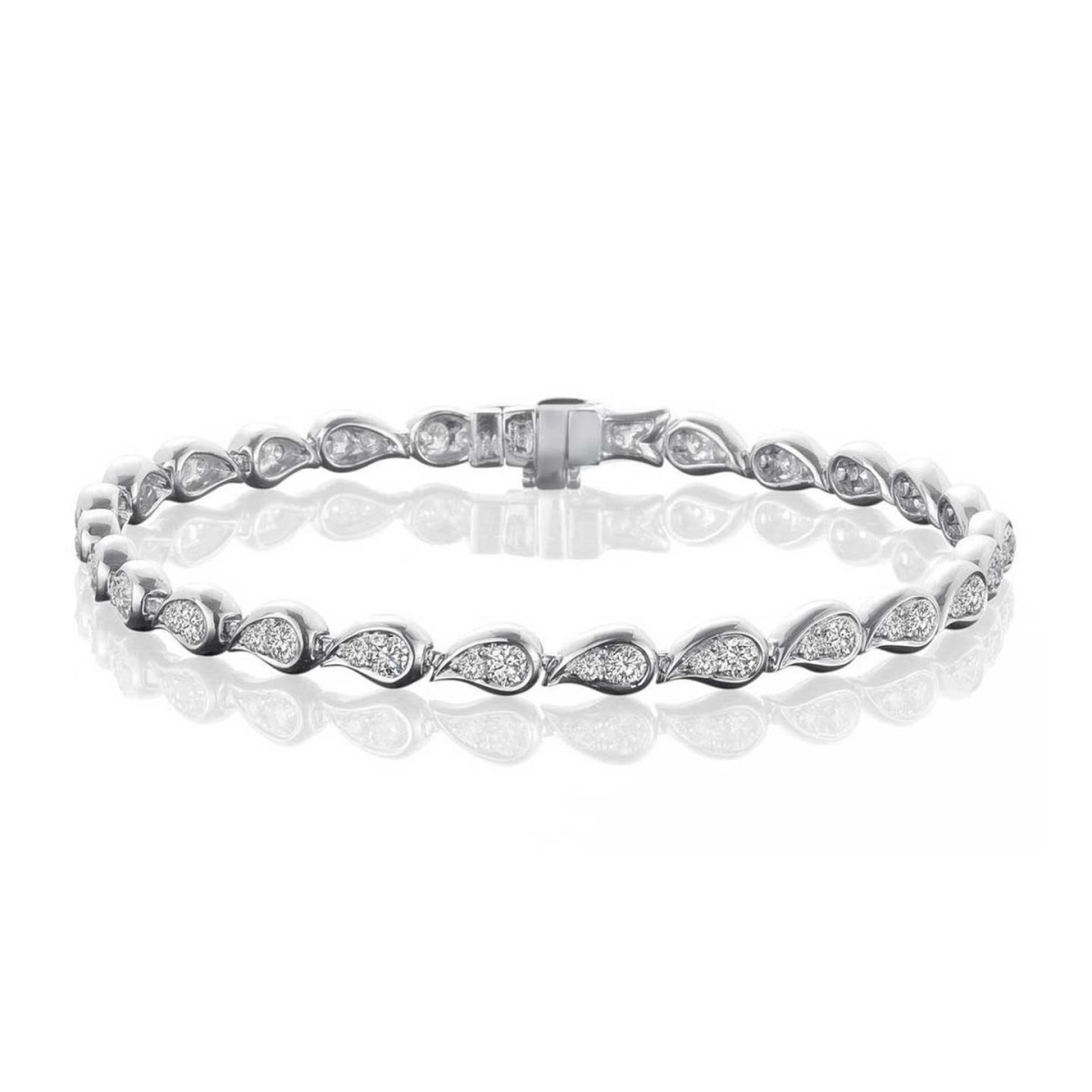 56942 3.50 CT Round Cut Diamonds Ladies Bracelet, 14K White Gold