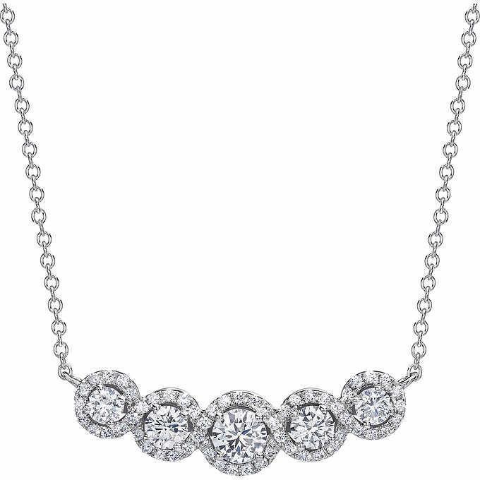Picture of Harry Chad Enterprises 56995 12 CT Round Graduation Diamond Necklace Pendant&#44; 14K White Gold