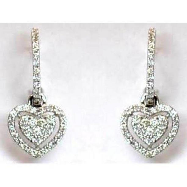 57980 3 CT Round Diamond Ladies Drop Earring, 14K White Gold -  Harry Chad Enterprises
