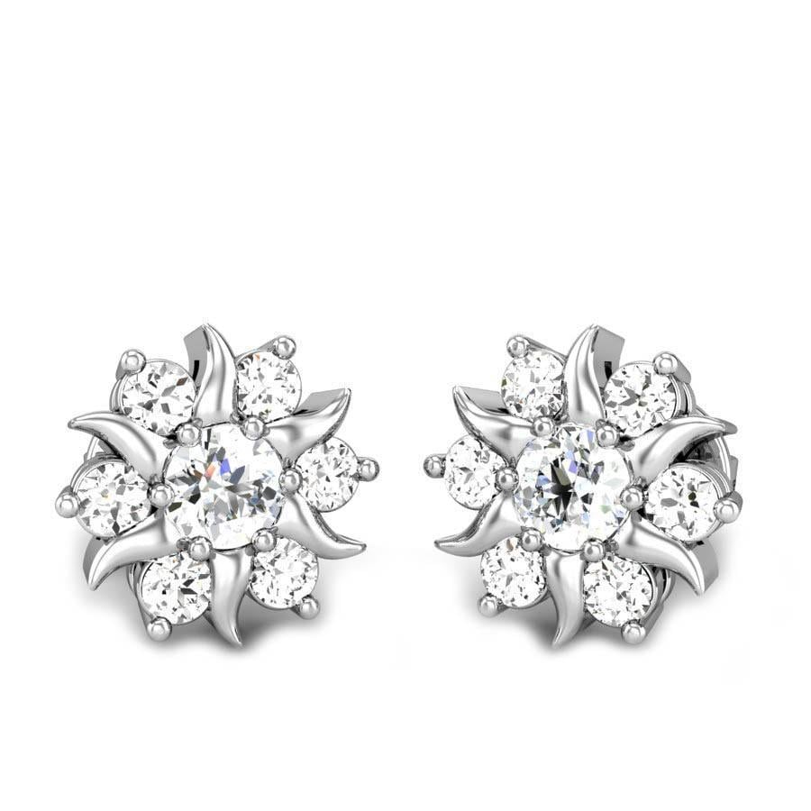 58009 Gorgeous Round Cut 3.40 CT Diamonds Flower Style Stud Halo Earrings