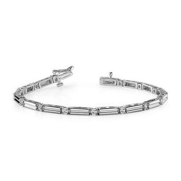 58038 3 CT Classic Prong Set Round Cut Diamond White Gold Tennis Bracelet