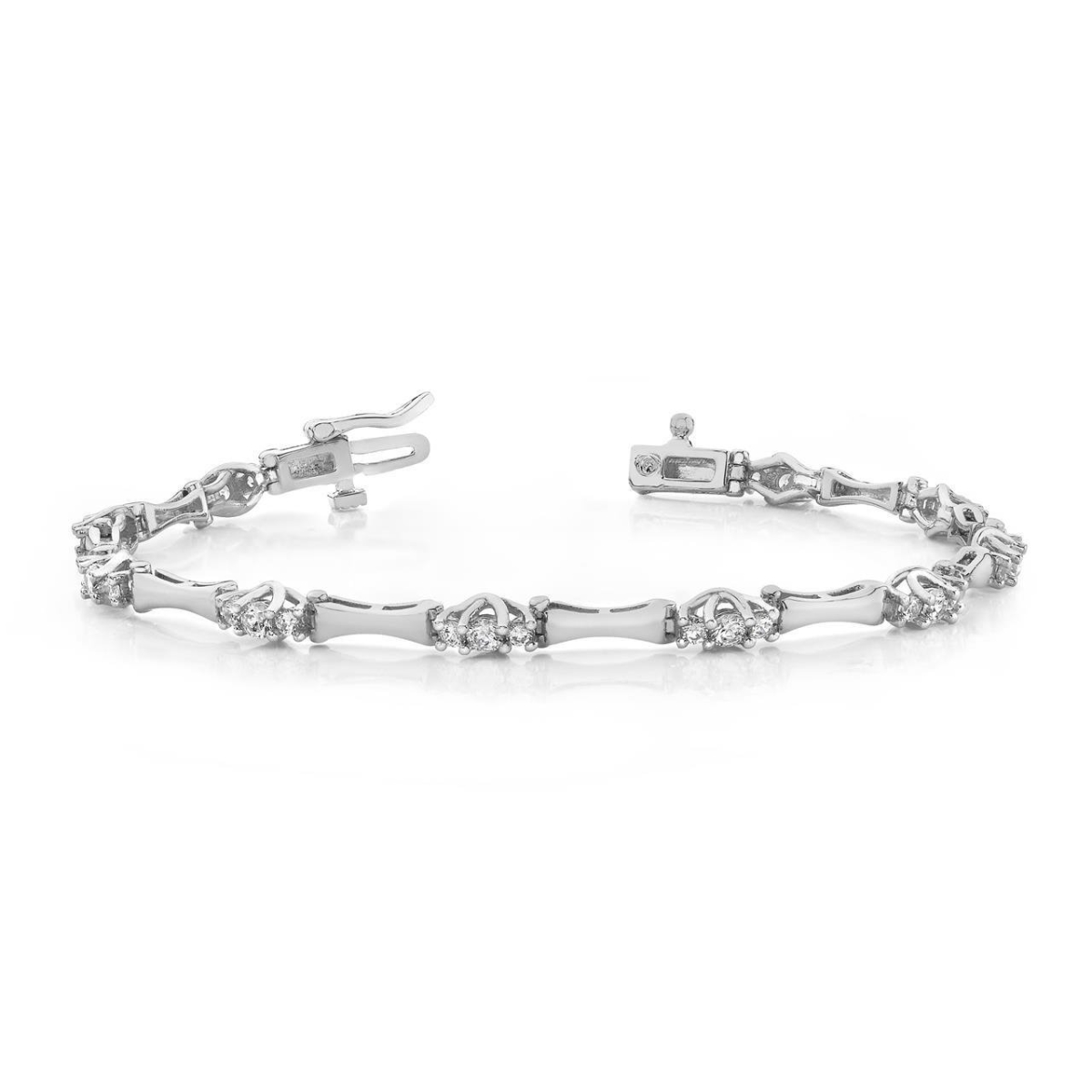 58039 6 CT Round Brilliant Cut Diamond Solid Tennis Bracelet, 14K White Gold