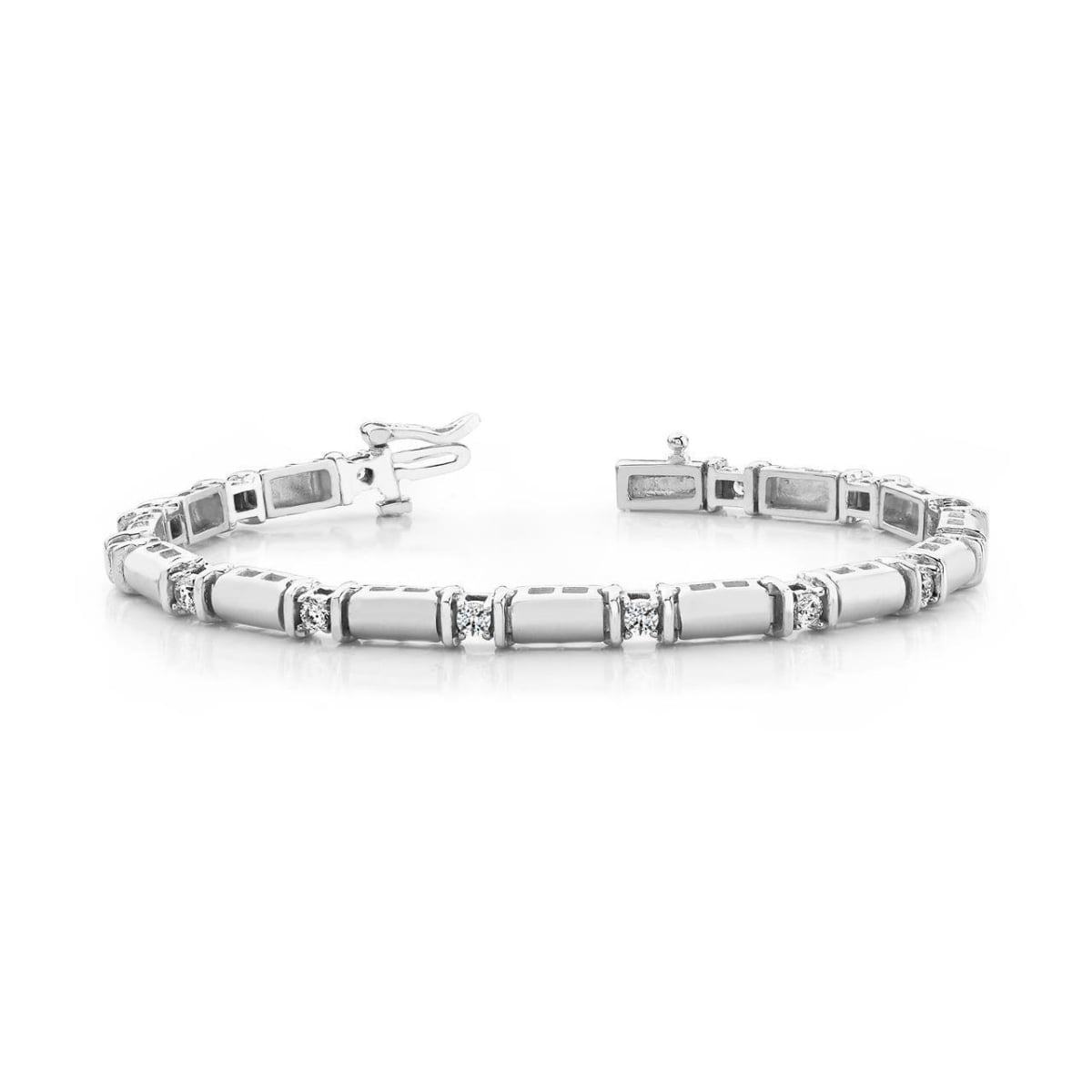 2.10 CT Prong Set Round Diamond Train Style Solid Gold Tennis Bracelet