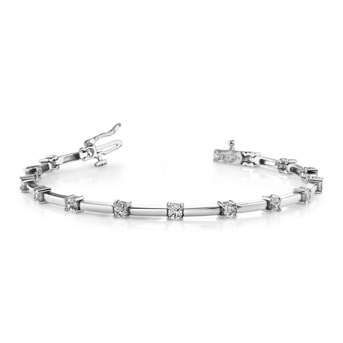 3 CT White Round Diamond Ladies Gold Bracelet