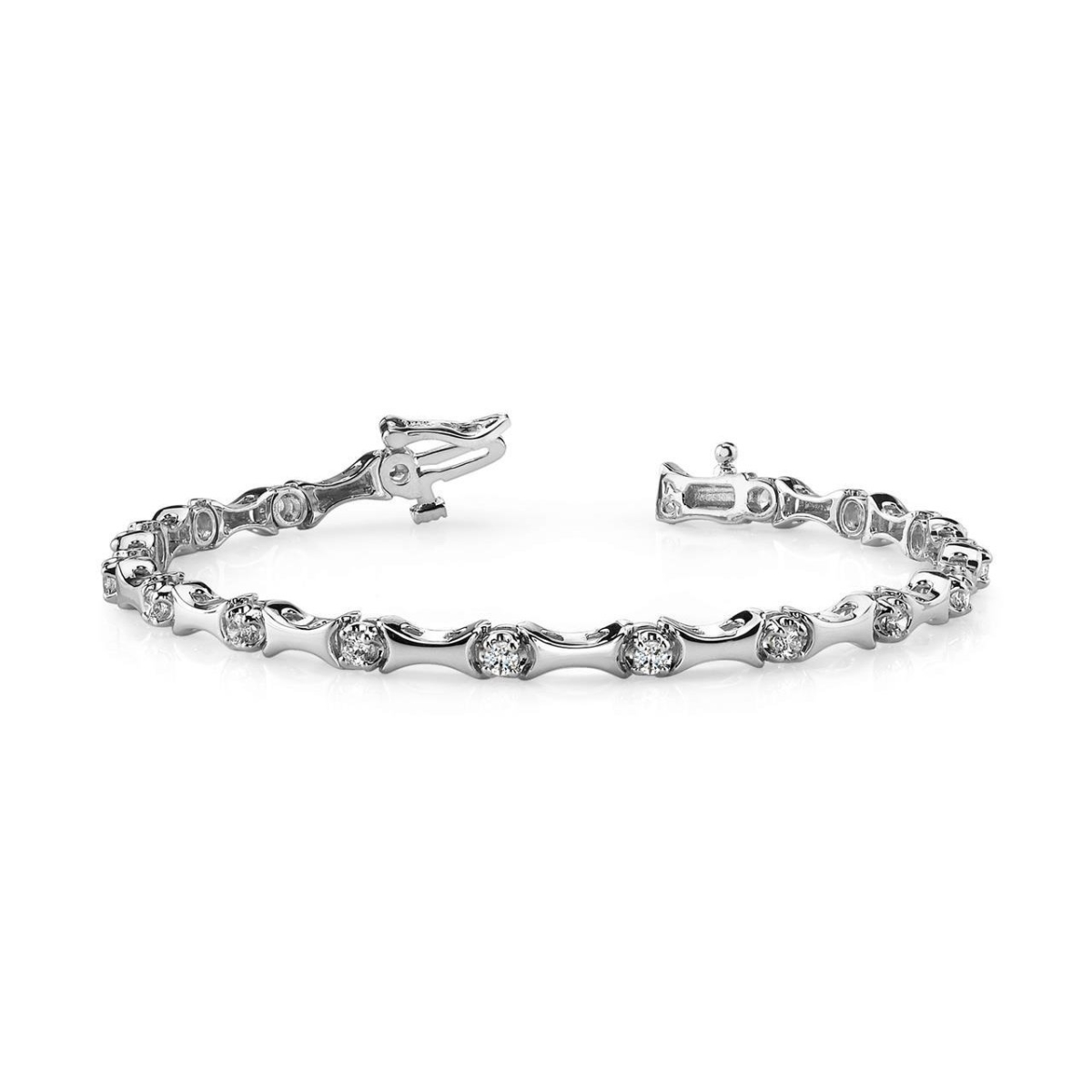 58047 3.40 CT Round Diamond Tennis Bracelet Solid White Gold Prong Set