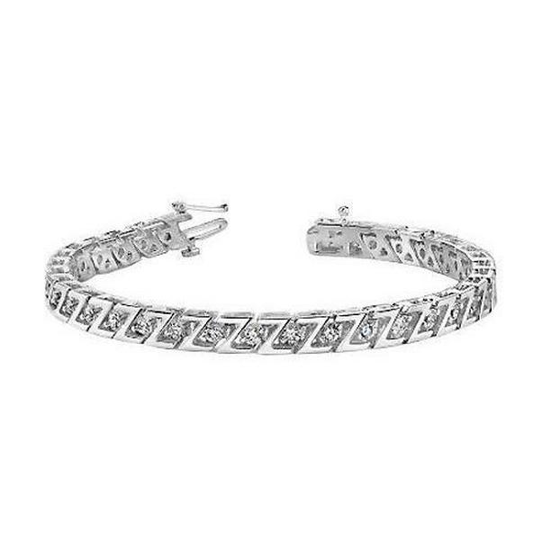 4.75 CT Prong Set Diamond Z Style Tennis Bracelet, 14K Solid Gold