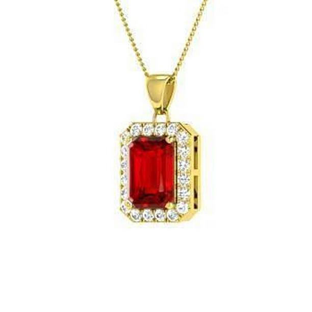 Picture of Harry Chad Enterprises 59314 5.60 CT Prong Set Ruby with Diamonds Pendant&#44; 14K Yellow Gold
