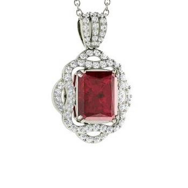 Picture of Harry Chad Enterprises 59315 Prong Set 4.80 CT Red Ruby with Diamonds Pendant Necklace