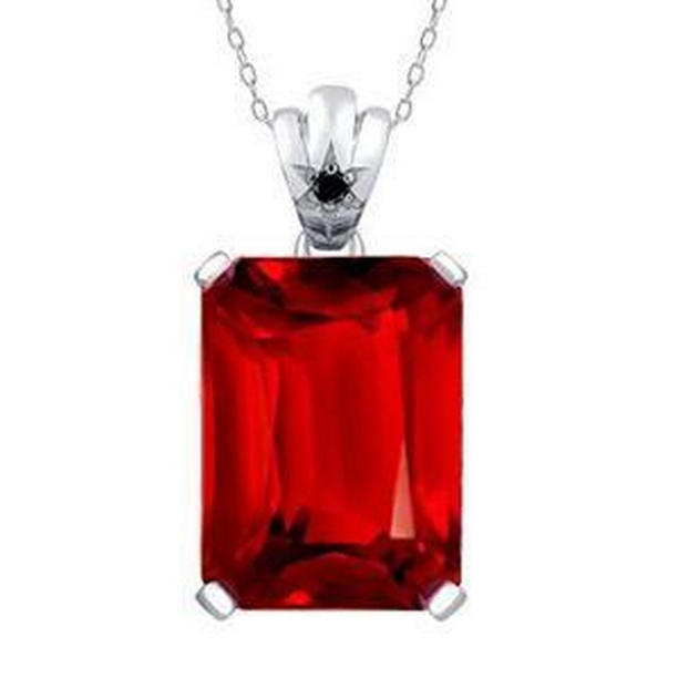 Picture of Harry Chad Enterprises 59321 8 CT Solitaire Prong Set Ruby Pendant Necklace&#44; 14K White Gold