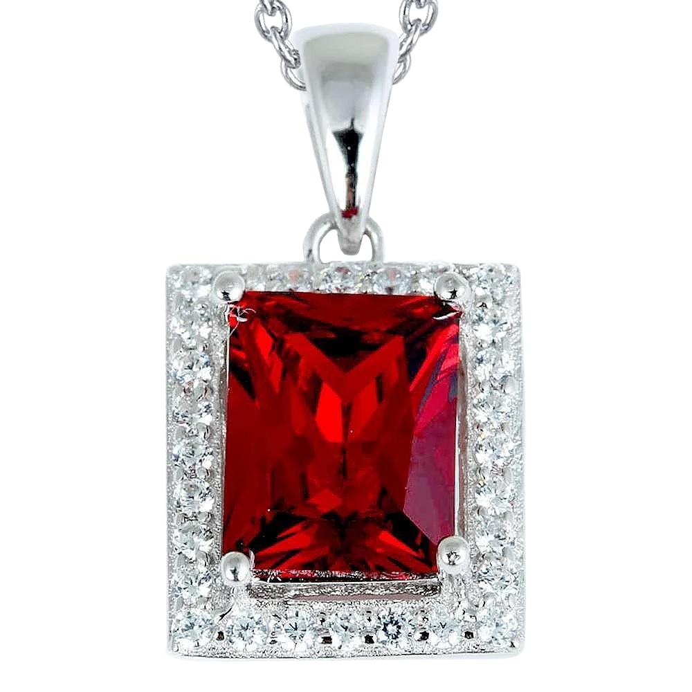 Picture of Harry Chad Enterprises 59323 8.50 CT Womens Gold Big Radiant Cut Ruby with Diamond Pendant