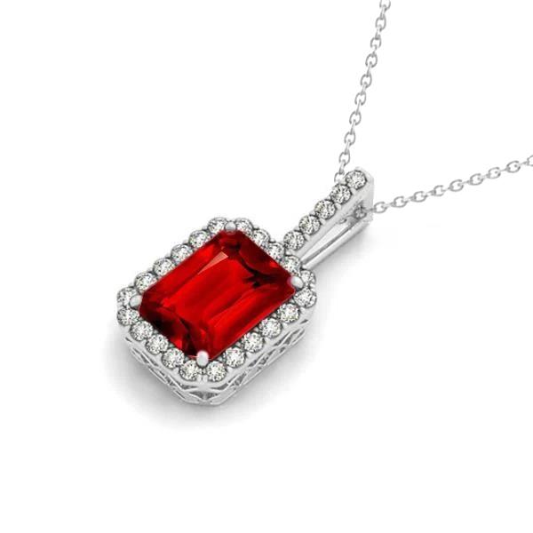 Picture of Harry Chad Enterprises 59325 6.45 CT Prong Set Red Ruby with Pendant Necklace&#44; 14K Gold