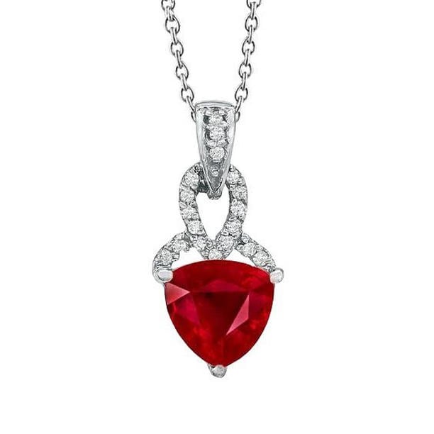 59338 3.50 CT Trillion Red Ruby Gemstone Pendant, 14K White Gold