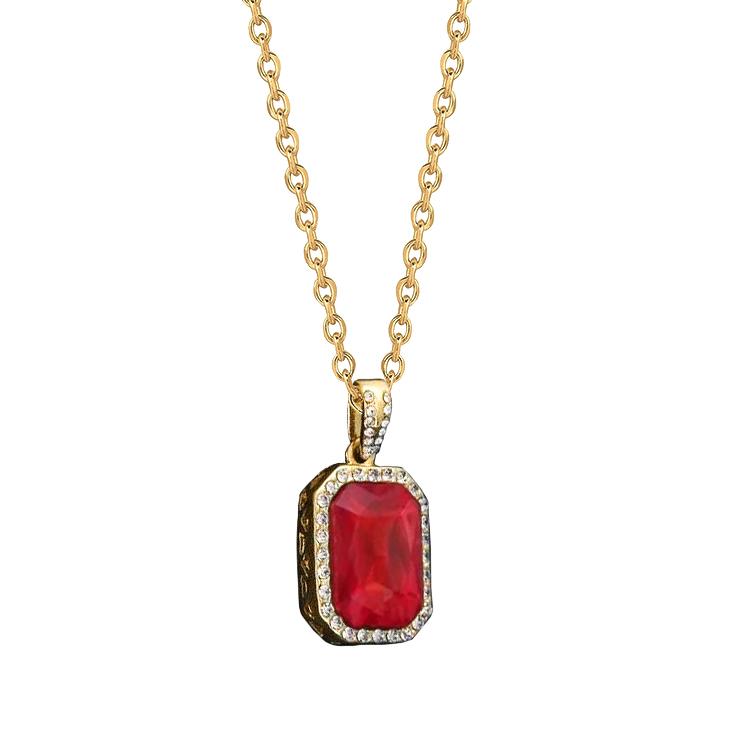 Picture of Harry Chad Enterprises 59340 Ruby with Diamond 7.10 CT Pendant Necklace with Chain&#44; 14K Yellow Gold