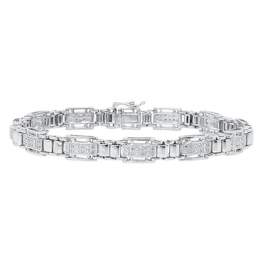 420 CT Diamond Solid White Gold Fine Mens Bracelet