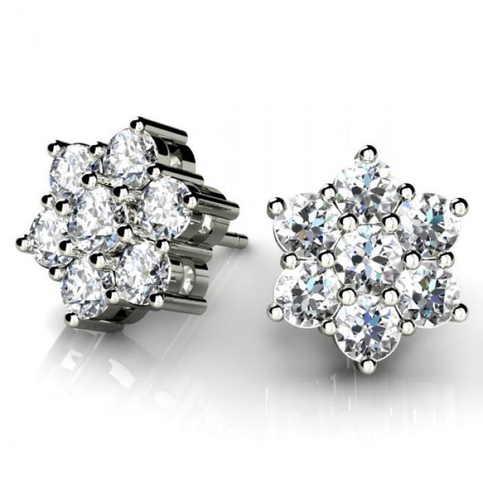 59376 3.50 CT Round Cut Diamonds Womens Stud Earring, 14K White Gold